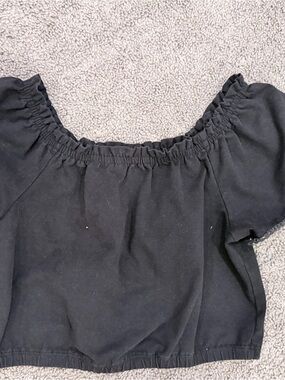 Rare Editions Black Off-Shoulder Crop Top